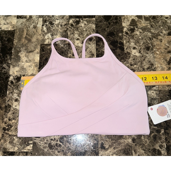 LULULEMON FLOW Y WRAP FRONT HIGH NECK BRA PINK PEONY SIZE 4 - Picture 3 of 8